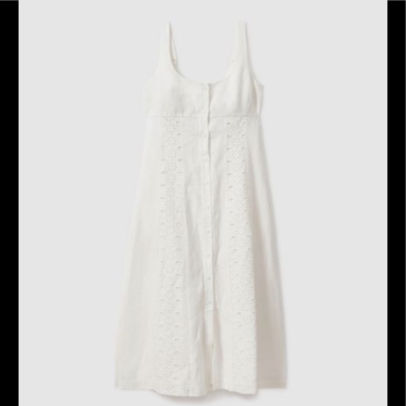 NWT Reiss Clarice Linen Broderie Midi Dress in Ivory - Picture 4 of 10